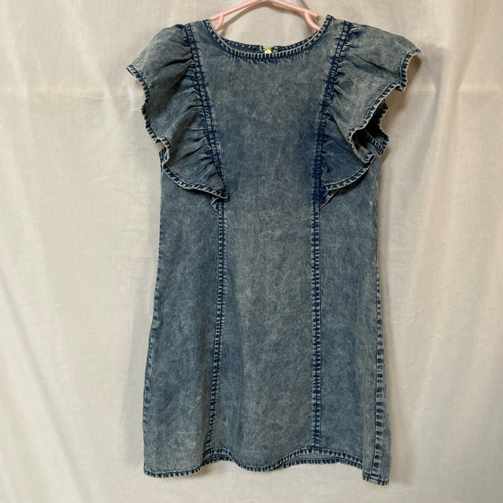 GB girls Blue Denim Ruffle Sleeve Casual Dress